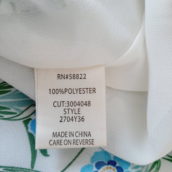 Max Studio Womens Sleeveless Blouse Size Medium Blue Floral Print Ruffle Neck - Picture 8 of 9